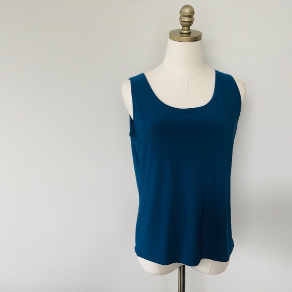 Pullover Large Prussian Blue Scoop Neck Sleeveless - Picture 3 of 6